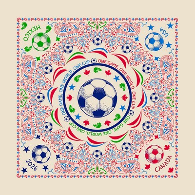 International Soccer Cup Celebration Bandanna, Custom Design for your logo - Screen Print USA Made