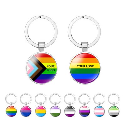 Rainbow Pride Round Keychain