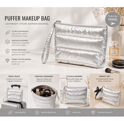 Branded Waterproof Puffy Cosmetic Pouch