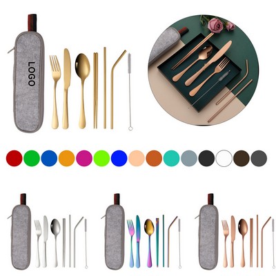 Portable Silverware Set With Case