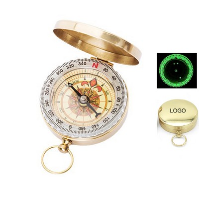 Outdoor Multifunctional Flip Brass Compass With Strong Luminous Function