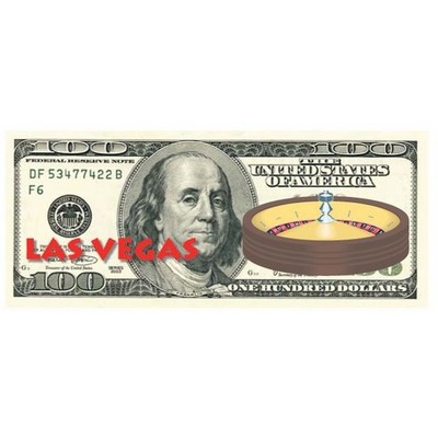 Vegas Roulette Table On $100 Bill Magnet w/ Full Magnetic Back (2")
