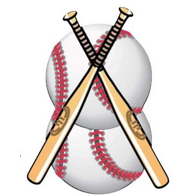 Baseballs & Bats Promotional Magnet w/ Strip Magnet (2 Square Inch)