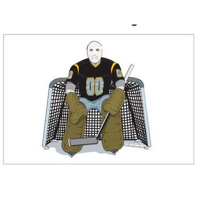 Hockey Goalie Rectangle Badge w/ Bar Pin (2"x3")