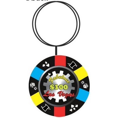 Las Vegas $100 Poker Chip Key Chain w/Clear Mirrored Back (6 Square Inch)