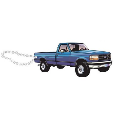 Blue Pick Up Truck Promotional Key Chain w/ Black Back (3 Square Inch)