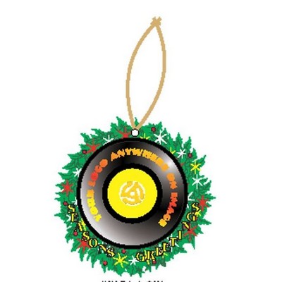 Rpm Record Executive Wreath Ornament w/ Mirrored Back (6 Square Inch)