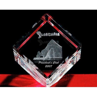 3-D Crystal Los Cabos in Standing Cube Award (3 3/8"x2 3/8")