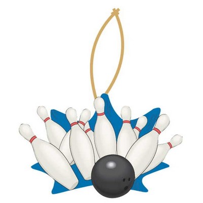 Bowling Strike Promotional Ornament w/ Black Back (2 Square Inch)