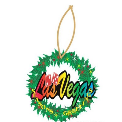 Las Vegas w/ Dice Promotional Wreath Ornament on Black Back (10 Square Inch)