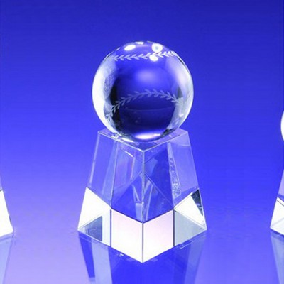 5" Crystal Award-Baseball w/ Tall Base