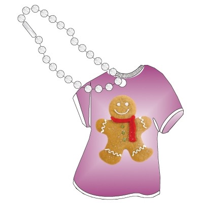 Gingerbread Man Promotional T-Shirt Key Chain w/ Black Back (6 Square Inch)