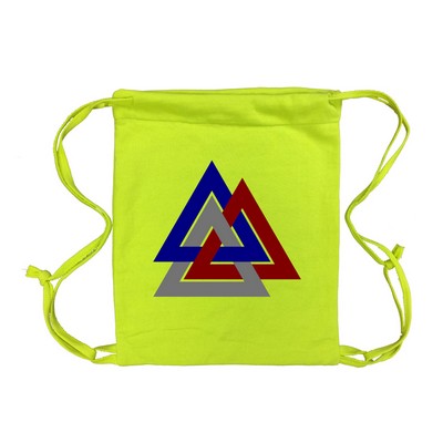 Neon Yellow Blended Knitted Tote Drawstring Bag (14"x17")