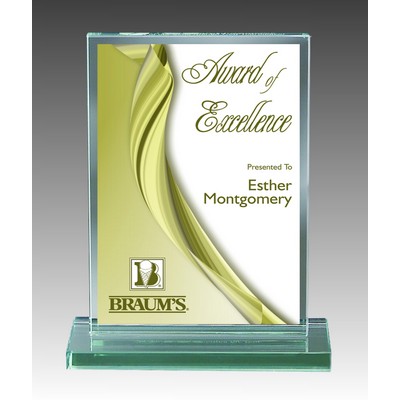 Jade Green Vertical Rectangle Glass Award (4"x 6")