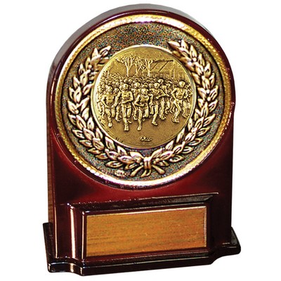 Stock 5 1/2" Medallion Award With 2" Marathon Coin and Engraving Plate