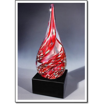 Sakura Wind Art Glass Sculpture w/ Marble Base (3.5"x8.75")