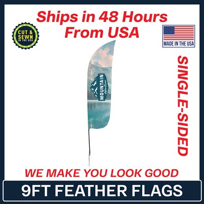 9' Feather Flag - Single Sided w/ Spike Base - Made in the USA