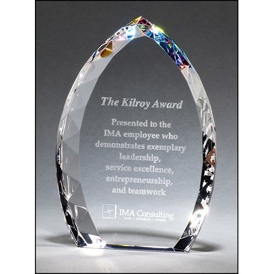 Freestanding Crystal Flame Award w/Jeweled Edge & Prism-Effect Base (6"x 8")