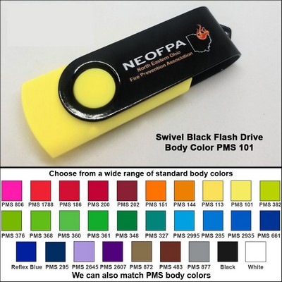 Swivel Black/Yellow Flash Drive (128 MB Memory) Body PMS 101