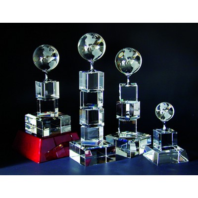 Globe Tower Optical Crystal Award/Trophy 9.5"H - Variant B