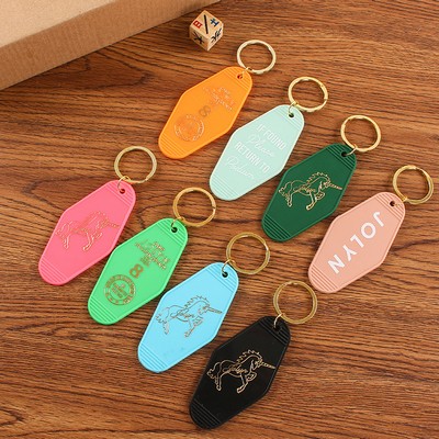 Retro Rhombus Motel Key Tag with Foil Stamped Logo