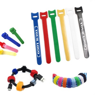 7" Printed Self-Locking Adhesive Back to Back Hook and Loop Cord Organizer