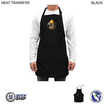 48 Hr Quick Ship - Twill Bib Apron, (25"x28"), 2 Pockets, Adjustable Neck, Heat Transfer Logo