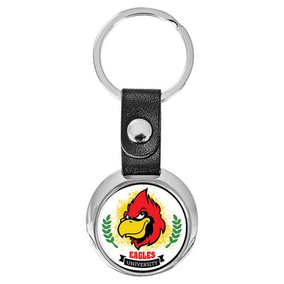 Metal Keychain with Insert and Leather