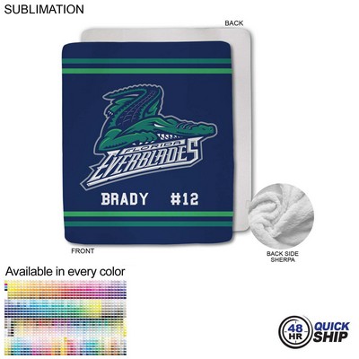 48 Hr Quick Ship - Team Blanket in Plush Sherpa Faux Wool Lined Micro Mink, Couch Size (50"x60")