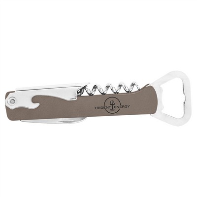 Gray Leatherette Wine Bottle Opener