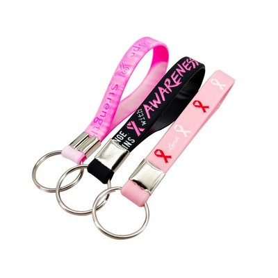 Pink Ribbon Silicone Keychain