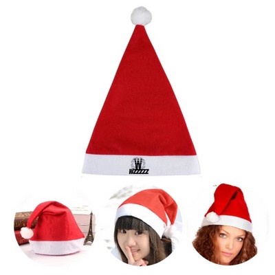 Santa Red Hat Short Plush with White Cuffs