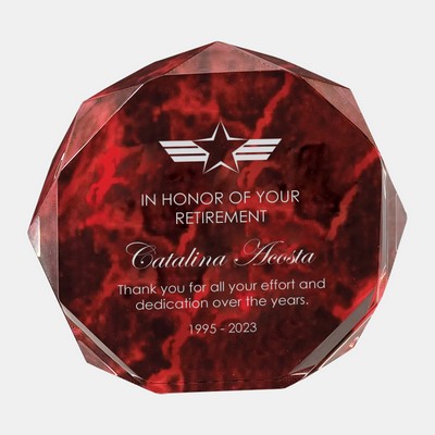 Red Marble Octagon Acrylic Award (Large)