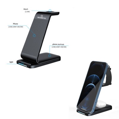 3-In-1 15W Wireless Charging Dock Charging Stand