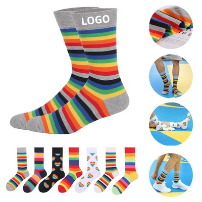 Colorful Patterned Mid Calf Knit Dress Sock