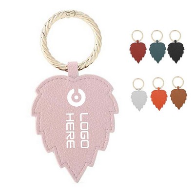 Pu Leaf Shaped Keychain