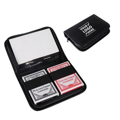 PU Leather Double Deck Playing Card Case with Zipper