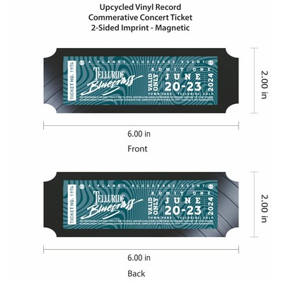 Recycled Vinyl Record Event Ticket - 2-Sided
