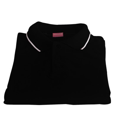 Polo Cotton Airtex Tipped Collar Black-XS - 5XLT