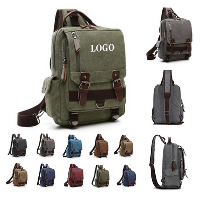 Vintage-Inspired Canvas Messenger Backpack