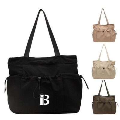 Multi-Pocket Nylon Tote Bag