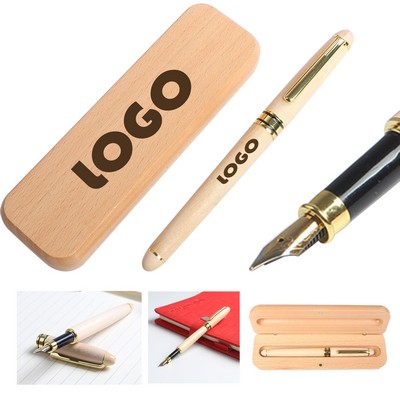 Luxury Maple Wooden Fountain Pen with Box Set