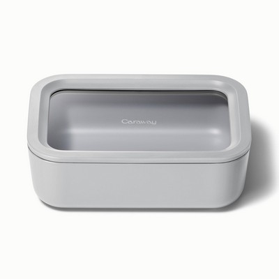 Caraway 6.6 Cup Glass Food Container Rectangular Shape W/ Lid Gray