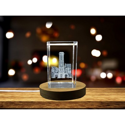 Belfry of City Hall Paris 3D Crystal Trophy Award - Architectural Masterpiece w/LED Base