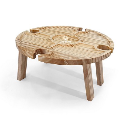 Portable Folding Outdoor Table with Wine Rack