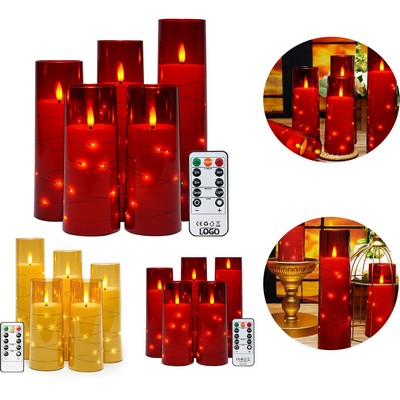 5pc Battery Operated Flameless Candles with Star Lights