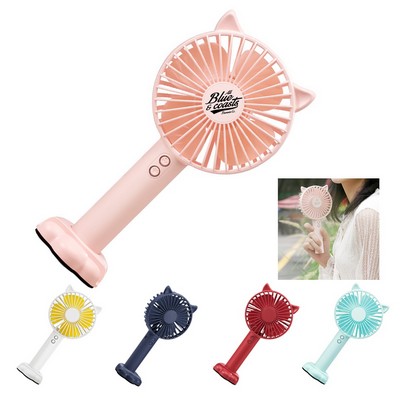 USB Mini Cooling Handheld Fan with Base & Lanyard