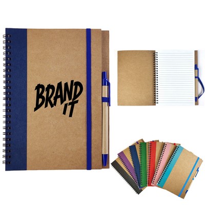 Custom Kraft Spiral Notebook w/Pen