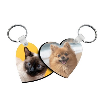 Double-Sided Full-Color Printed Heart-Shaped Wooden Key Tag
