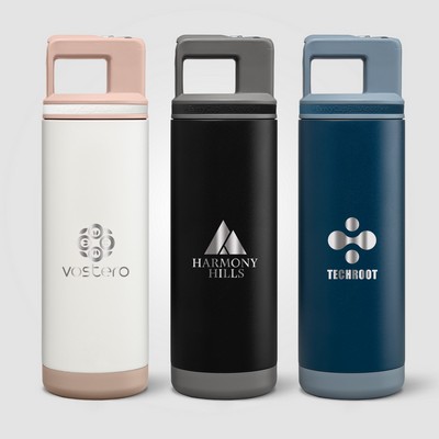 Grosche Alpine Stainless Steel Removable Straw Flip n' Sip Bottle - 20oz - Laser